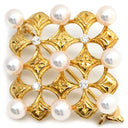 ミキモト MIKIMOTO ベビーパール ダイヤ パールホワイト×イエローゴールド K18YG ダイヤモンド パール ブローチ 白 Au750 18K 18金 YG 真珠 スクエア ひし形 ラウンドシェイプ