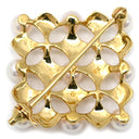 ミキモト MIKIMOTO ベビーパール ダイヤ パールホワイト×イエローゴールド K18YG ダイヤモンド パール ブローチ 白 Au750 18K 18金 YG 真珠 スクエア ひし形 ラウンドシェイプ