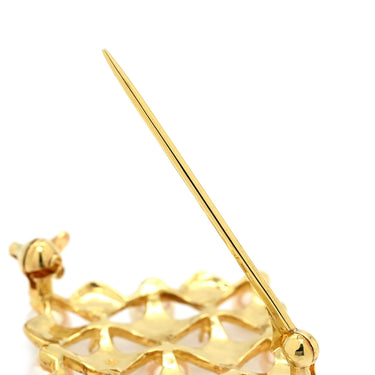 ミキモト MIKIMOTO ベビーパール ダイヤ パールホワイト×イエローゴールド K18YG ダイヤモンド パール ブローチ 白 Au750 18K 18金 YG 真珠 スクエア ひし形 ラウンドシェイプ