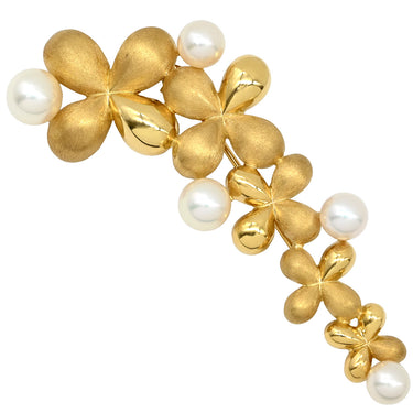 ミキモト MIKIMOTO あこやパール パールホワイト×イエローゴールド K18YG パール ブローチ MIKIMOTO Au750 18K 18金 YG 真珠 フラワーモチーフ