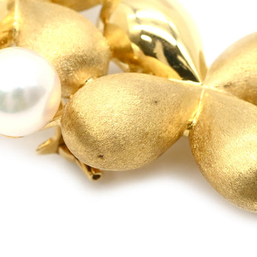 ミキモト MIKIMOTO あこやパール パールホワイト×イエローゴールド K18YG パール ブローチ MIKIMOTO Au750 18K 18金 YG 真珠 フラワーモチーフ