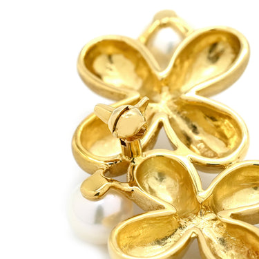 ミキモト MIKIMOTO あこやパール パールホワイト×イエローゴールド K18YG パール ブローチ MIKIMOTO Au750 18K 18金 YG 真珠 フラワーモチーフ