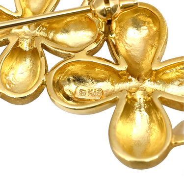 ミキモト MIKIMOTO あこやパール パールホワイト×イエローゴールド K18YG パール ブローチ MIKIMOTO Au750 18K 18金 YG 真珠 フラワーモチーフ