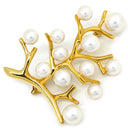 ミキモト MIKIMOTO 幸福の木 パールホワイト×イエローゴールド K18YG パール ブローチ MIKIMOTO Au750 18K 18金 アコヤパール 真珠 珊瑚モチーフ