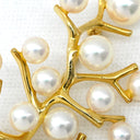 ミキモト MIKIMOTO 幸福の木 パールホワイト×イエローゴールド K18YG パール ブローチ MIKIMOTO Au750 18K 18金 アコヤパール 真珠 珊瑚モチーフ