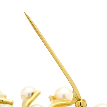 ミキモト MIKIMOTO 幸福の木 パールホワイト×イエローゴールド K18YG パール ブローチ MIKIMOTO Au750 18K 18金 アコヤパール 真珠 珊瑚モチーフ