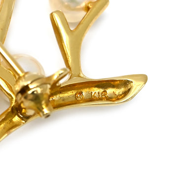 ミキモト MIKIMOTO 幸福の木 パールホワイト×イエローゴールド K18YG パール ブローチ MIKIMOTO Au750 18K 18金 アコヤパール 真珠 珊瑚モチーフ