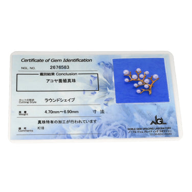 ミキモト MIKIMOTO 幸福の木 パールホワイト×イエローゴールド K18YG パール ブローチ MIKIMOTO Au750 18K 18金 アコヤパール 真珠 珊瑚モチーフ