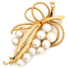 ミキモト MIKIMOTO パール ブーケ リボン パールホワイト×イエローゴールド K14YG パール ブローチ アコヤ真珠 14K ブローチストッパー付