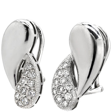 ミキモト MIKIMOTO パヴェダイヤ クリップイヤリング ホワイトゴールド K18WG ダイヤモンド イヤリング MIKIMOTO Au750 WG 18K 18金 ダイヤ 0.14ct 流線型