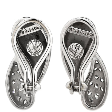 ミキモト MIKIMOTO パヴェダイヤ クリップイヤリング ホワイトゴールド K18WG ダイヤモンド イヤリング MIKIMOTO Au750 WG 18K 18金 ダイヤ 0.14ct 流線型