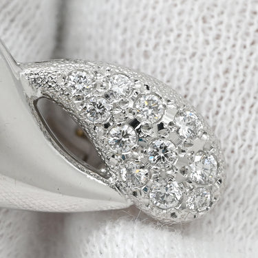 ミキモト MIKIMOTO パヴェダイヤ クリップイヤリング ホワイトゴールド K18WG ダイヤモンド イヤリング MIKIMOTO Au750 WG 18K 18金 ダイヤ 0.14ct 流線型