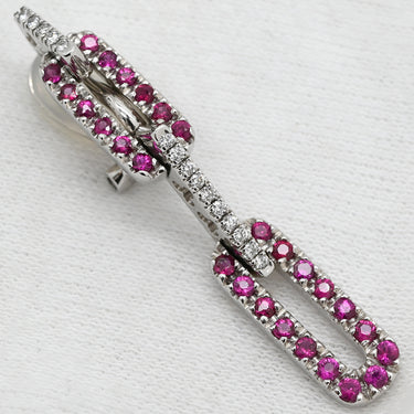 ダミアーニ DAMIANI ルビー ダイヤ レッド×ホワイトゴールド K14WG イヤリング 14K 585AU 赤 ドロップ スイング ラウンドミックス・ブリリアントカット クリップ