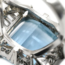 ノンブランド NON BRAND アクアマリン ダイヤリング ブルー×プラチナシルバー Pt900 アクアマリン リング 指輪 Pm Pt900 ライトブルー 水色 スクエア 11.5号