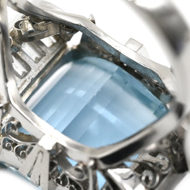 ノンブランド NON BRAND アクアマリン ダイヤリング ブルー×プラチナシルバー Pt900 アクアマリン リング 指輪 Pm Pt900 ライトブルー 水色 スクエア 11.5号