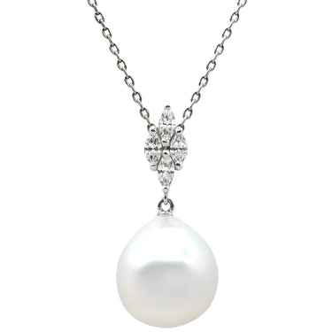 ミキモト MIKIMOTO 12.5mm パール ペンダント パールホワイト×ホワイトゴールド K18WG パール K14WG（チェーン） ダイヤモンド ネックレス MIKIMOTO 真珠 1粒 ダイヤ 0.28ct Au750 WG