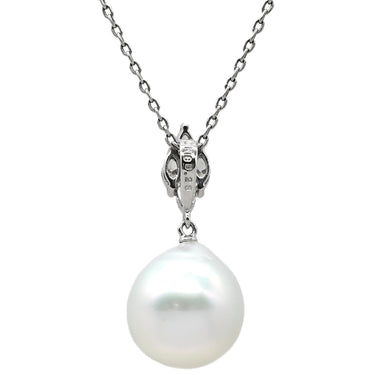 ミキモト MIKIMOTO 12.5mm パール ペンダント パールホワイト×ホワイトゴールド K18WG パール K14WG（チェーン） ダイヤモンド ネックレス MIKIMOTO 真珠 1粒 ダイヤ 0.28ct Au750 WG