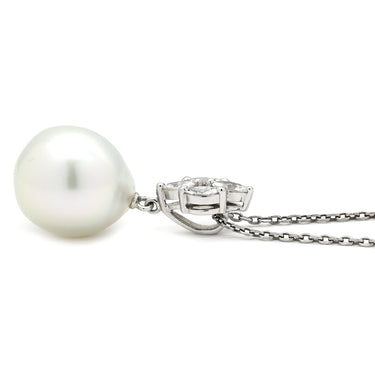 ミキモト MIKIMOTO 12.5mm パール ペンダント パールホワイト×ホワイトゴールド K18WG パール K14WG（チェーン） ダイヤモンド ネックレス MIKIMOTO 真珠 1粒 ダイヤ 0.28ct Au750 WG