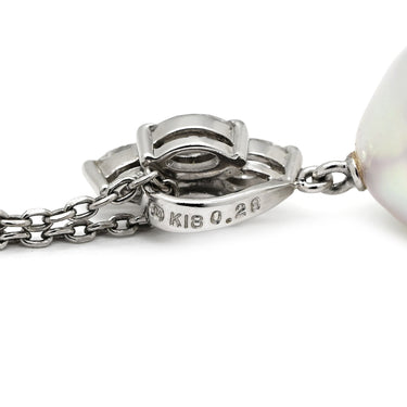 ミキモト MIKIMOTO 12.5mm パール ペンダント パールホワイト×ホワイトゴールド K18WG パール K14WG（チェーン） ダイヤモンド ネックレス MIKIMOTO 真珠 1粒 ダイヤ 0.28ct Au750 WG