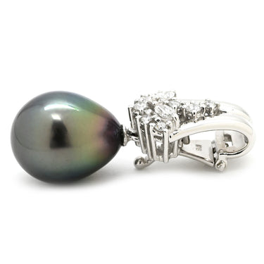 タサキ TASAKI パール 11.4mm ダイヤ グレー×プラチナシルバー Pt900 パール ダイヤモンド ペンダントトップ プラチナ ネックレストップ 1粒 しずく型