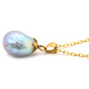 ミキモト MIKIMOTO バロックパール ペンダント ブルー×イエローゴールド K18YG パール ネックレス 青 真珠 1粒 スイング 750 18K YG