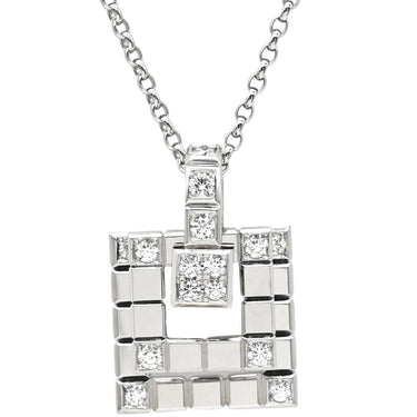 ウォルサム WALTHAM アートムービングペンダント ホワイトゴールド K18WG ダイヤモンド Pt850（留め具） ネックレス 18K WG Pt ダイヤ スイング スクエア チェーン社外品