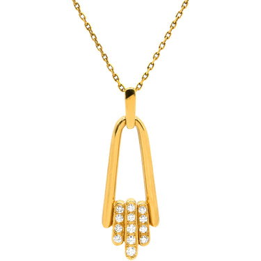 ミキモト MIKIMOTO ダイヤ 0.20ct イエローゴールド K18YG ダイヤモンド ネックレス MIKIMOTO Au750 18K 18金 YG ヴィンテージ トリプルバー パヴェ 13P