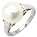 ミキモト MIKIMOTO サイドストーン 大粒パール パールホワイト×プラチナシルバー Pt950 パール ダイヤモンド リング 指輪 Pt950 真珠 アコヤ ダイヤ バケットカット 13号