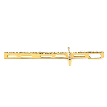 ノンブランド NON BRAND クロスモチーフ ダイヤモンド イエローゴールド K18YG ダイヤモンド ペンダントトップ 十字架 18K 750 YG ネックレストップ 60石 60P ラウンドブリリアント ラージ