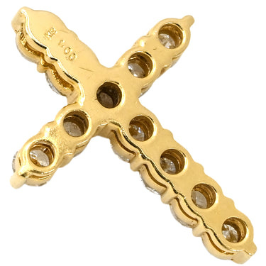 ノンブランド NON BRAND クロスモチーフ ダイヤモンド 1.00ct イエローゴールド K18YG ダイヤモンド ペンダントトップ 十字架 18K 750 YG ネックレストップ 11石 11P ラウンドブリリアント