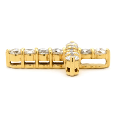 ノンブランド NON BRAND クロスモチーフ ダイヤモンド 1.00ct イエローゴールド K18YG ダイヤモンド ペンダントトップ 十字架 18K 750 YG ネックレストップ 11石 11P ラウンドブリリアント