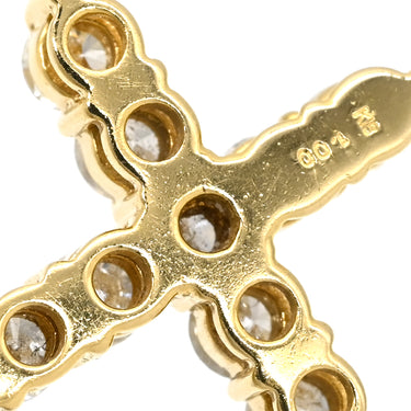 ノンブランド NON BRAND クロスモチーフ ダイヤモンド 1.00ct イエローゴールド K18YG ダイヤモンド ペンダントトップ 十字架 18K 750 YG ネックレストップ 11石 11P ラウンドブリリアント