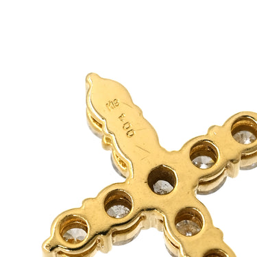ノンブランド NON BRAND クロスモチーフ ダイヤモンド 1.00ct イエローゴールド K18YG ダイヤモンド ペンダントトップ 十字架 18K 750 YG ネックレストップ 11石 11P ラウンドブリリアント