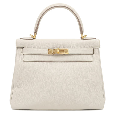 エルメス HERMES ケリー28 内縫い べトン トゴ 2WAYバッグ ゴールド金具 オフホワイト