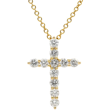 ティファニー Tiffany & Co ミニクロス ダイヤ ペンダント イエローゴールド K18YG ダイヤモンド ネックレス T&Co. Au750 18K 18金 11P 11石 十字架 クロス ロザリオ