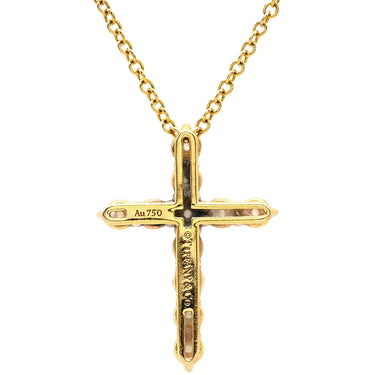 ティファニー Tiffany & Co ミニクロス ダイヤ ペンダント イエローゴールド K18YG ダイヤモンド ネックレス T&Co. Au750 18K 18金 11P 11石 十字架 クロス ロザリオ