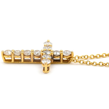 ティファニー Tiffany & Co ミニクロス ダイヤ ペンダント イエローゴールド K18YG ダイヤモンド ネックレス T&Co. Au750 18K 18金 11P 11石 十字架 クロス ロザリオ