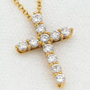 ティファニー Tiffany & Co ミニクロス ダイヤ ペンダント イエローゴールド K18YG ダイヤモンド ネックレス T&Co. Au750 18K 18金 11P 11石 十字架 クロス ロザリオ