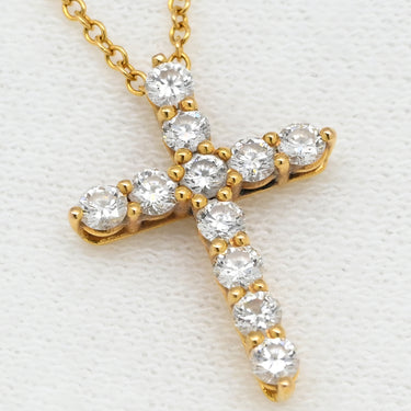 ティファニー Tiffany & Co ミニクロス ダイヤ ペンダント イエローゴールド K18YG ダイヤモンド ネックレス T&Co. Au750 18K 18金 11P 11石 十字架 クロス ロザリオ