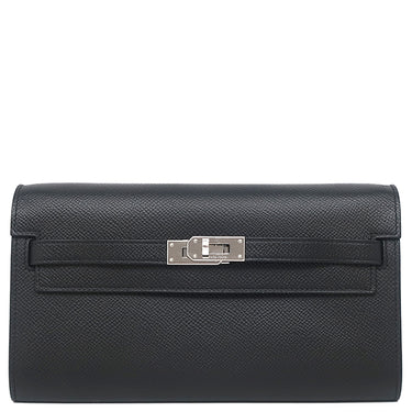 エルメス HERMES ケリーウォレット ロング トゥーゴー ブラック ヴォーエプソン 長財布 シルバー金具 黒