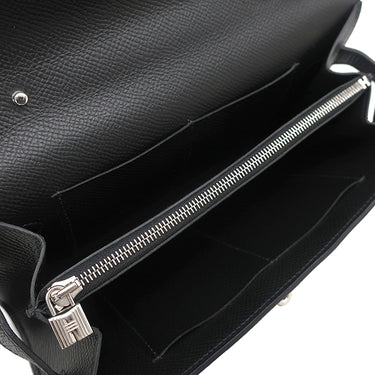 エルメス HERMES ケリーウォレット ロング トゥーゴー ブラック ヴォーエプソン 長財布 シルバー金具 黒