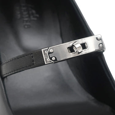 エルメス HERMES マジェステ 60 H261046Z ブラック レザー 36 パンプス シルバー金具 黒 ケリーバックル ポインテッドトゥ ストラップ付 6cmヒール