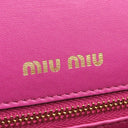 ミュウミュウ MIU MIU チェーンショルダー ピンク キャンバス レザー ショルダーバッグ ゴールド金具 エムエムパリス ロゴ 総柄 クロコ型押し ビジュー