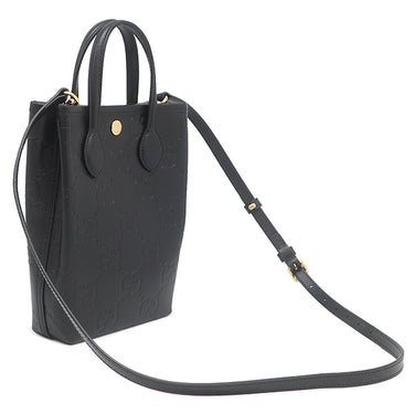 グッチ GUCCI GG スーパーミニバッグ 790133 ブラック レザー 2WAYバッグ ゴールド金具 黒 ハンドバッグ ショルダー