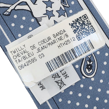 エルメス HERMES ツイリー H064259S 03 ブルージーン×マリン×ホワイト シルク スカーフ 新品 未使用 【シュヴァル ドゥ クール バンダナ】