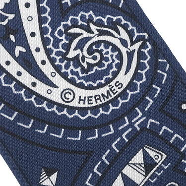 エルメス HERMES ツイリー H064259S 03 ブルージーン×マリン×ホワイト シルク スカーフ 新品 未使用 【シュヴァル ドゥ クール バンダナ】