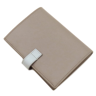 セリーヌ CELINE ミディアム ストラップ ウォレット 10B643BRU ぺプル×ミネラル レザー 二つ折り財布 ゴールド金具 グレージュ 水色 バイカラー