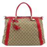 グッチ GUCCI バンブー タッセル トート 296646 ベージュ×レッド GGキャンバス レザー 2WAYバッグ ゴールド金具 ハンドバッグ ショルダー 赤