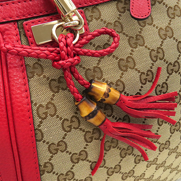 グッチ GUCCI バンブー タッセル トート 296646 ベージュ×レッド グッチ GUCCI バンブー タッセル トート 296646 ベージュ×レッド