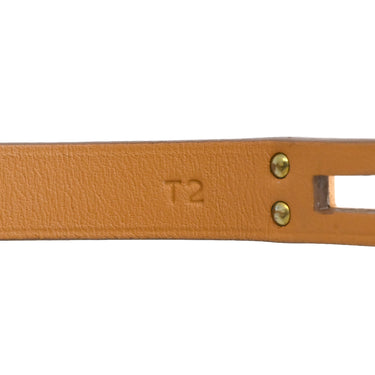 エルメス HERMES ミニ ケリードゥブルトゥール ナタ×ローズゴールド ヴォースイフト GP T2 ブレスレット PG金具 アイボリー 2重 2連 レザーブレス